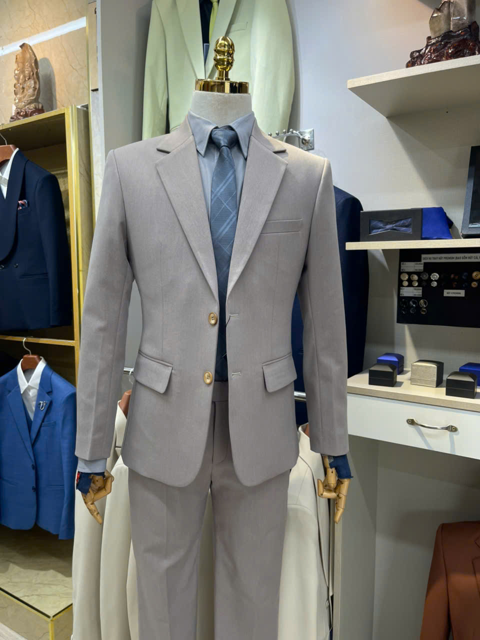 Xám Be MED Áo Vest + Quần — 2