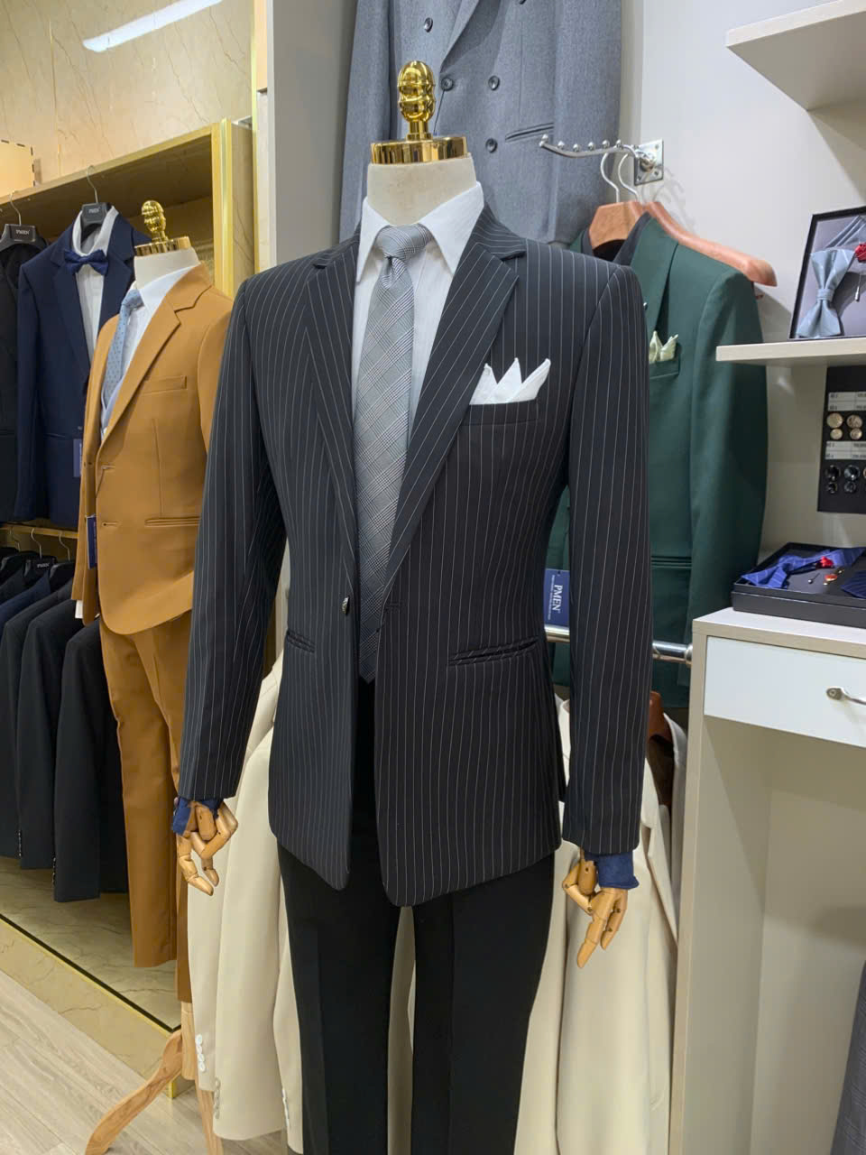 Siêu sale - Áo vest 1 Nút - Màu Sọc dọc Đen — 1