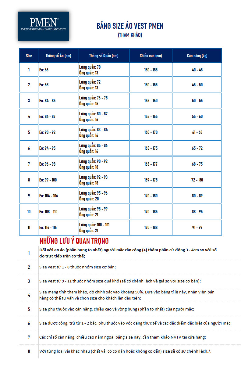 Hướng dẫn chọn size vest — 1