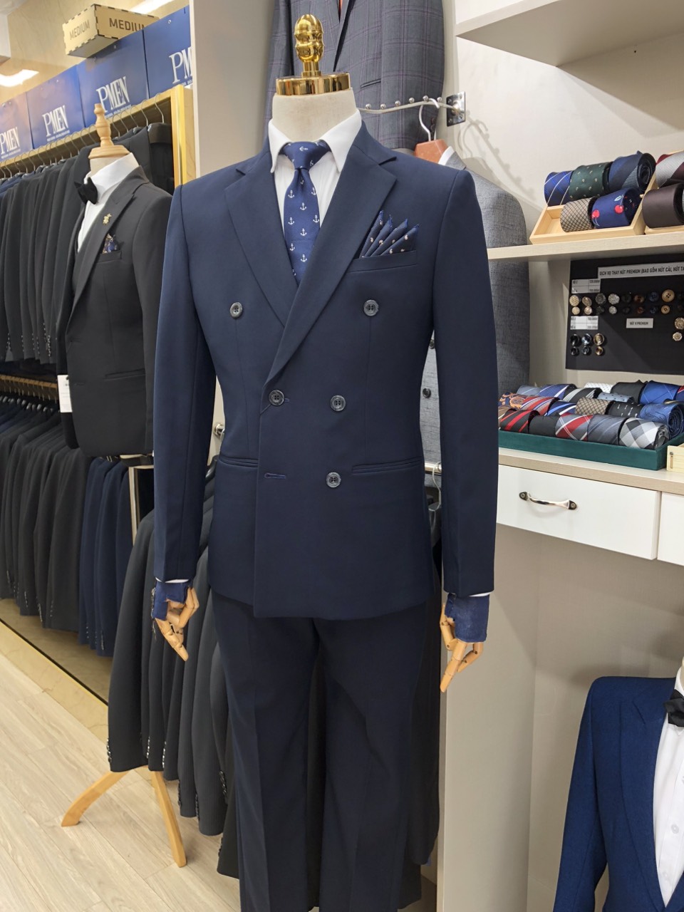Xanh Đen - MED Áo Vest 6 Khuy+ Quần — 3